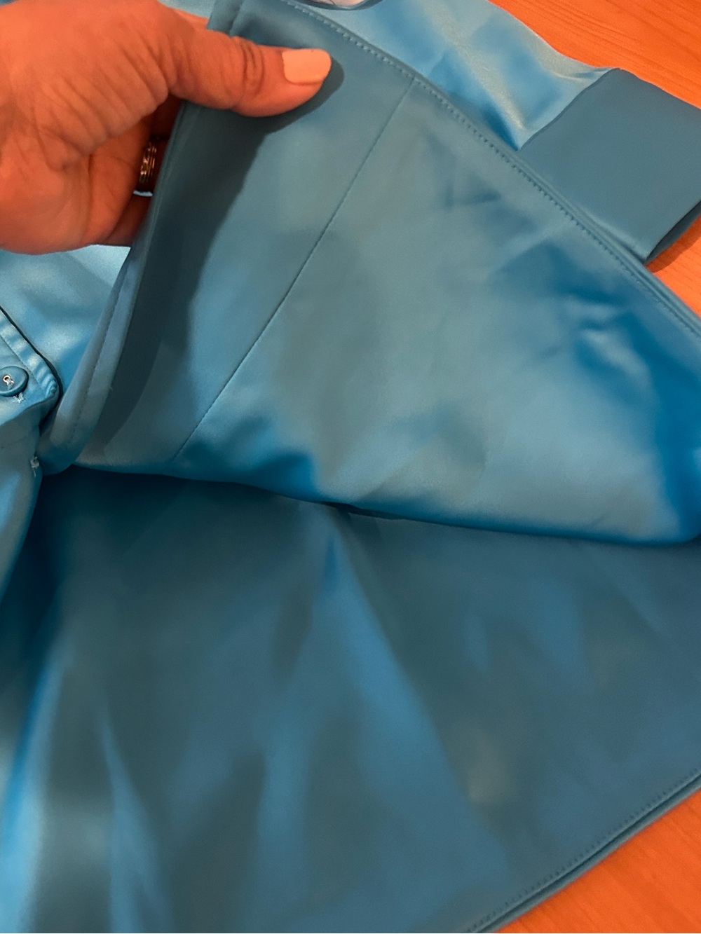 L'ATISTE Turquoise Button-Front Mini Shirt Dress - Picture 12 of 14